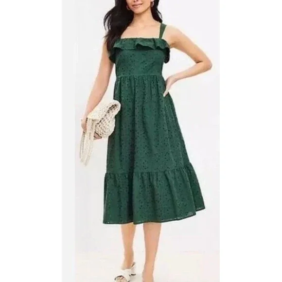 loft green eyelet dress Always in Bloom Green Eyelet Dress, Medium - The Mint Julep Boutique main image 0